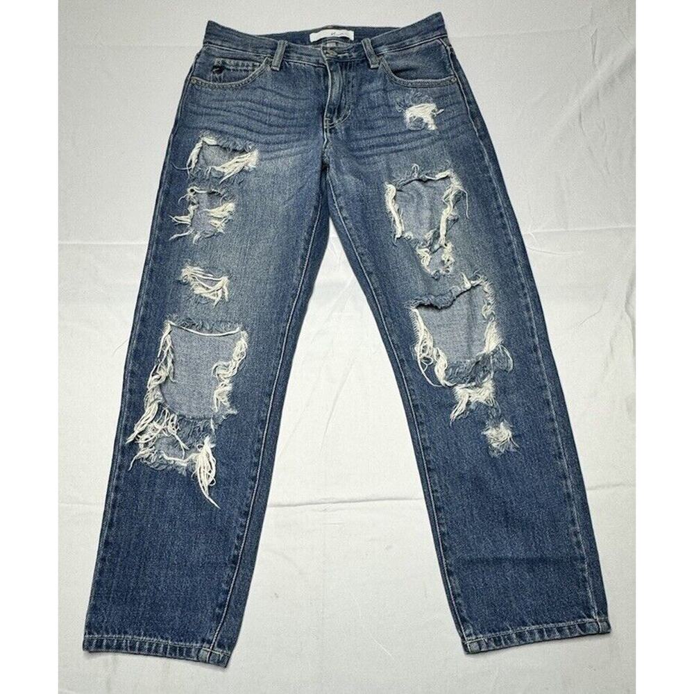KanCan Women's Distressed Straight Leg Mid Rise Jeans - Size 1 (24x26)*
